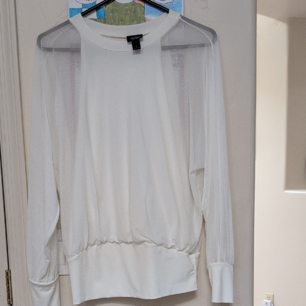 White Sheer Long Sleeve Top